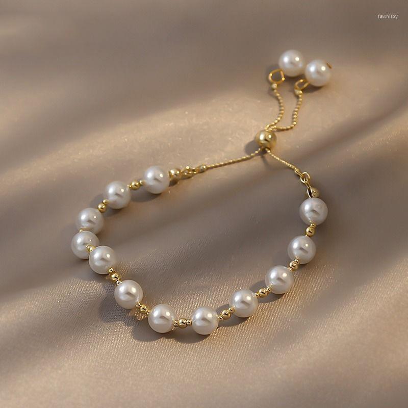 

Beaded Strands Fashion Pearl Bracelet For Women 2022 Simplicity Strand Female Delicate Bangles Jewelry Adjustable Fawn22