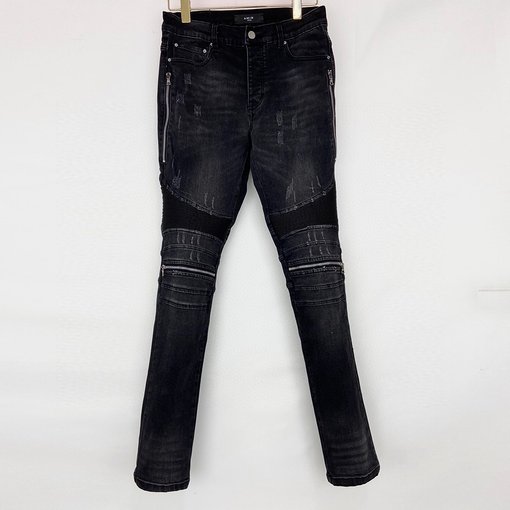 

Vintage Jeans Men Zipper Men's Black Pants Trousers