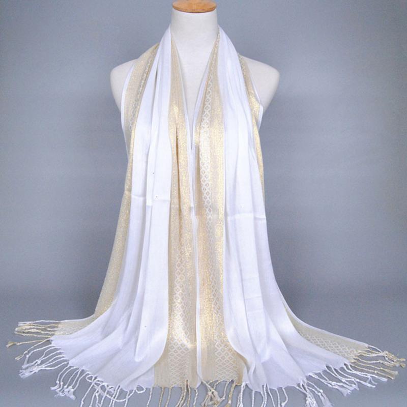 

Plain Fashion Print Scarf Glitter Tassels Cotton Lurex Plaid Stripe Long Hijab Muslim Scarves 60x180cm