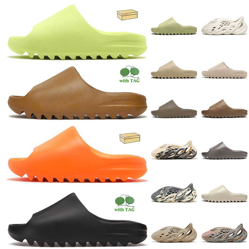 With Box Designer Slipper Shoes Women Mens Foam Runner Slippers Glow Green Core Enflame Orange Onyx Stone Sage Ararat Pure Outdoor Slides