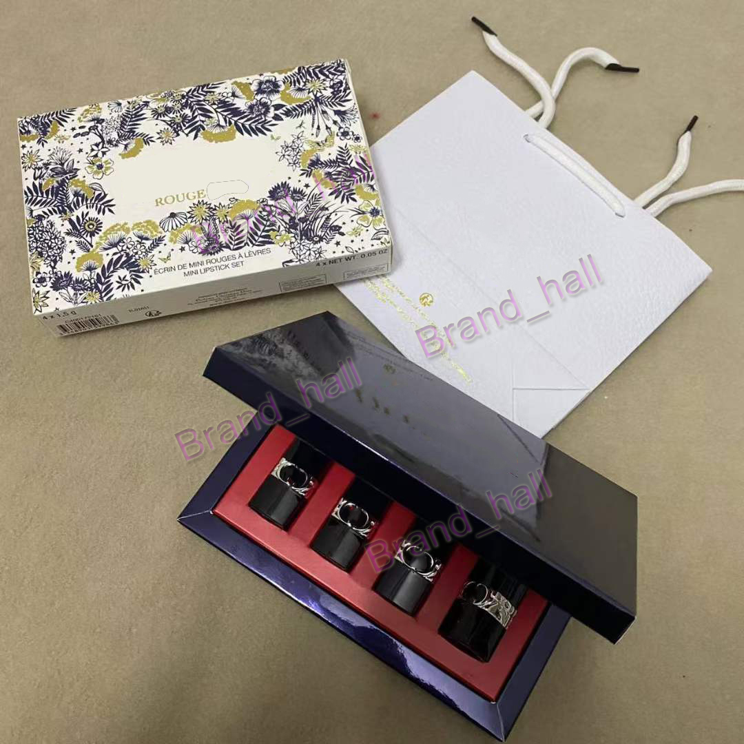 

Brand MINI lipstick set 4pcs kit with handbag gift box Rouge couture colour lipstick 4 pcs, Mixed colors