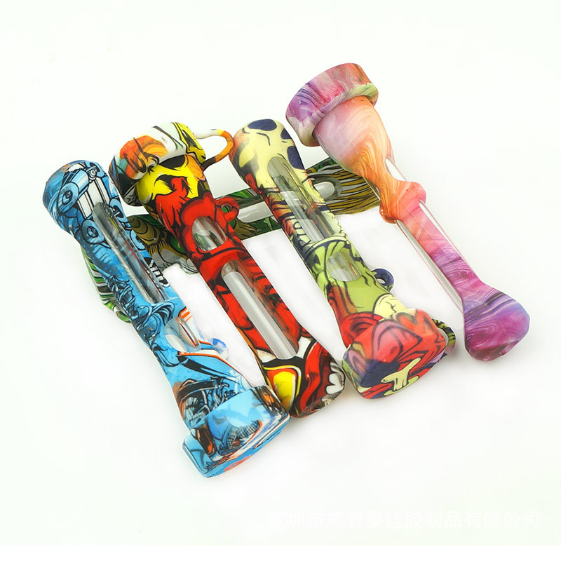 

Prex Glass Oil Burner Pipe With Silicone Sleeve Tobacco Pipes For Smoking 91 Mm Handmade Cigarettes Holder One Hitter Collector