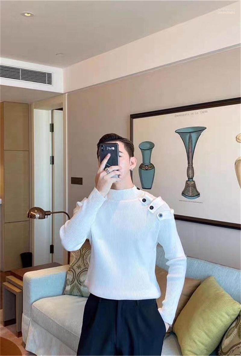 

Men's Luxury Winter Gentleman Button Knitted Casual Sweater Pullover Asian Size High Quality Pullove Sweaters Time22, As shown asian size