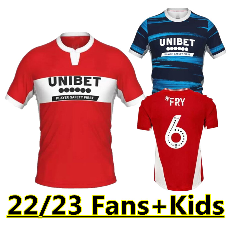 

22/23 MIDDLESBROUGH soccer jerseys 2022 2023 Ashley Michael Fletcher FLINT WING ASSOMBALONGA FRY home away football shirt GASCOIGNE RICARD men kids kit uniforms 666, Red
