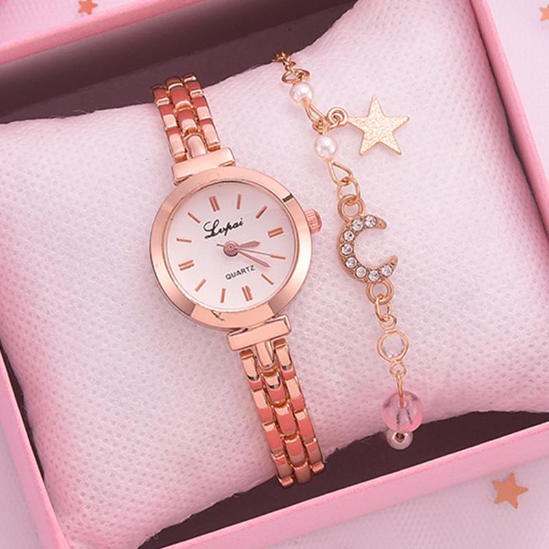 

Wristwatches Lvpai Brand 2pcs Set Women Bracelet Watches Dress Ladies Wrist Watch Luxury Rose Gold Quartz Zegarek Damski, Rose gold white