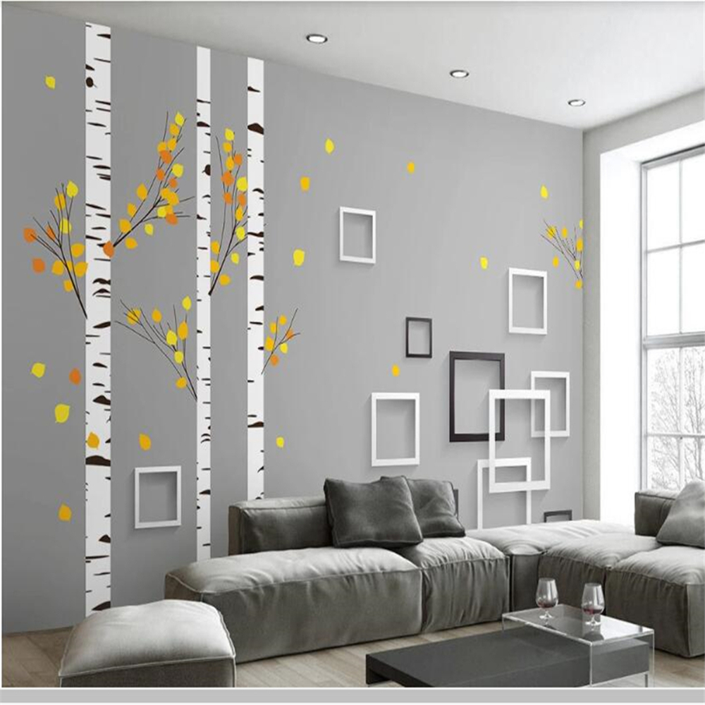 

Papel de parede Modern stylish birch stereo 3d wallpaper,living room tv wall childern bedroom wall papers home decor mural, As show