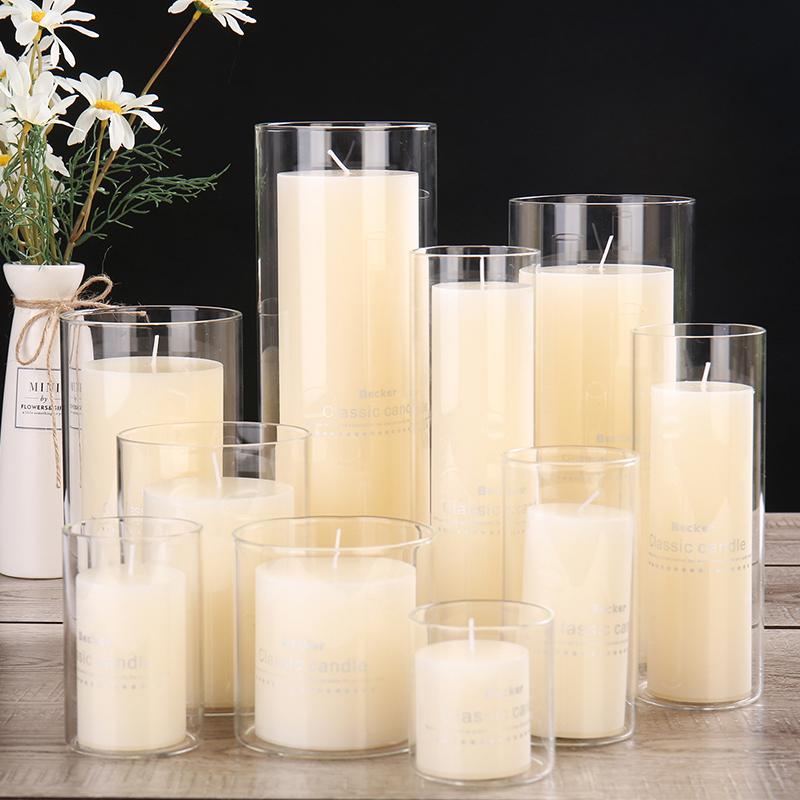 

Candle Holders 6.5cm Glass Holder Votive Vases Transparent Clear Shade Straight Cylinder Lamp