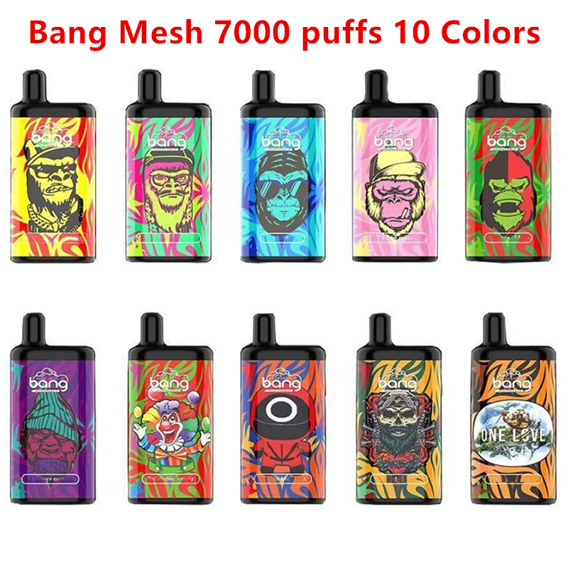 

Original Cigarettes Bang mesh Coil 7000 puffs 1000 Mah rechagerable battery 10ml Disposable vape pens 10 colors hot sell now