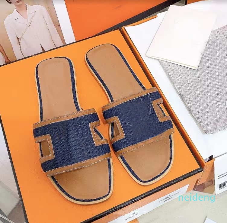 

2022 Spring New Designer luxury women leather summer slippers Women's sheepskin sandals flat big head slipper high quality jean, #1