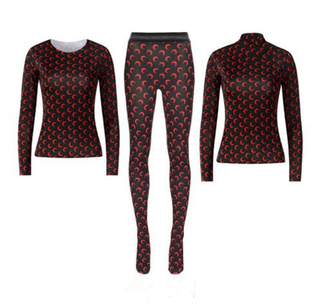 

2020ss loog sleeve marine serre sets leggings pants bottoming t shirt women high quality overlapping half moon tight top tees girl tshirt