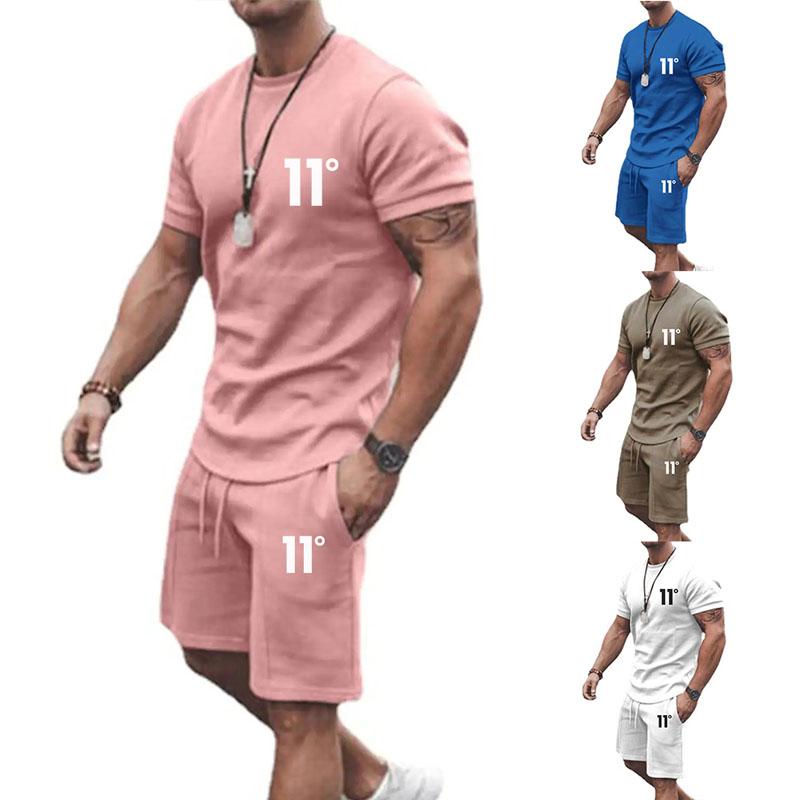 

Men's Tracksuits Men's Fashion Solid Color 2 Pieces T-shirt Shorts Clothing Summer Men Sets T Shirt Outfits Beach Tracksuit SetMen's