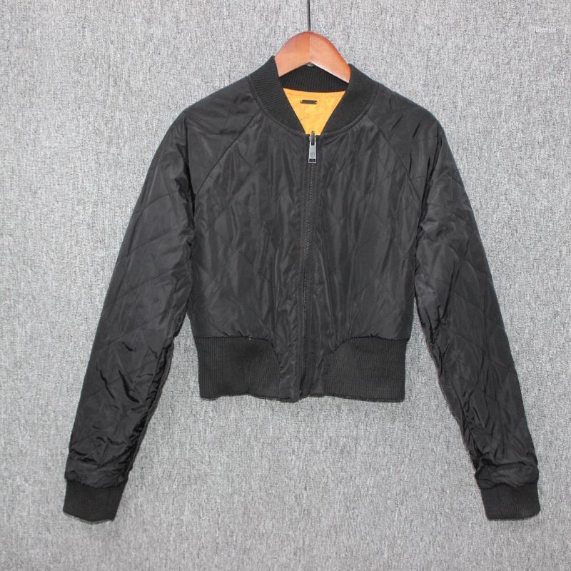 

Women's Jackets Baseball Collar Short Cotton Jacket Europe And America Lightweight Zipper Black Polyester 2022 Spring Autumn