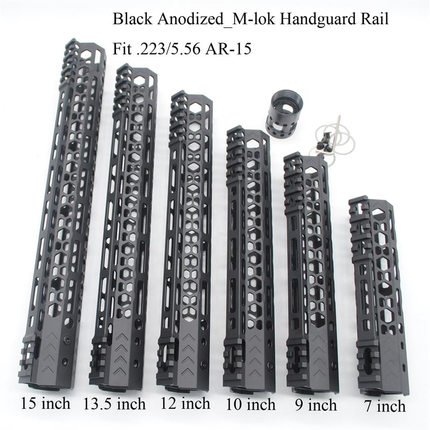 

Utralight Style 7'' 9'' 10'' 12'' 13 5'' 15'' inch M-lok Handguard Rai283R, Black