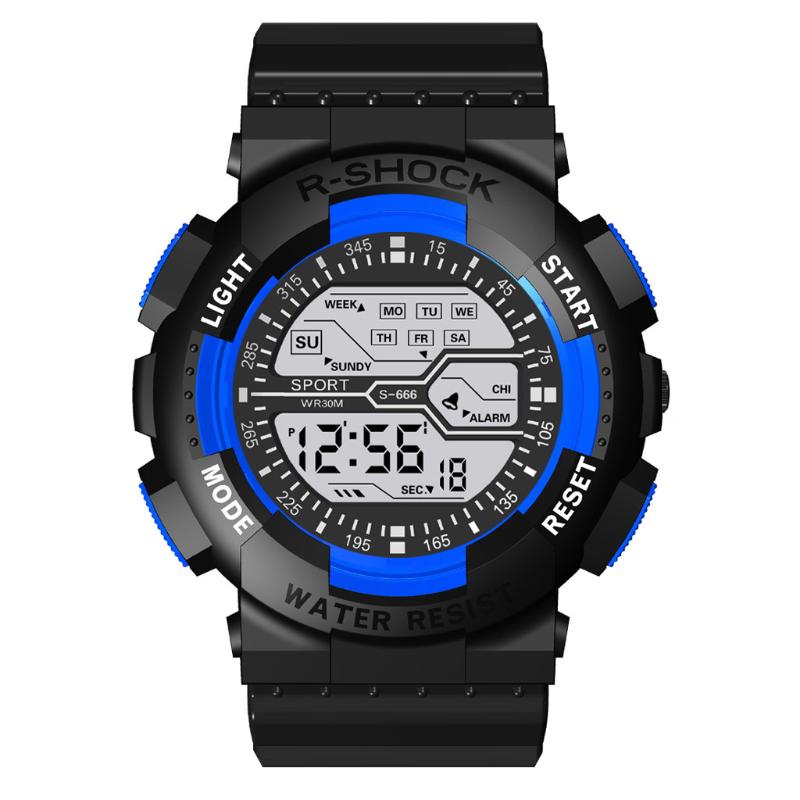 

Wristwatches Men's Watch Luminous LED Digital Sports Resin Dial 30M Waterproof PU Strap Wristwatch Relogio Masculin Reloj HombreWristwat, Red