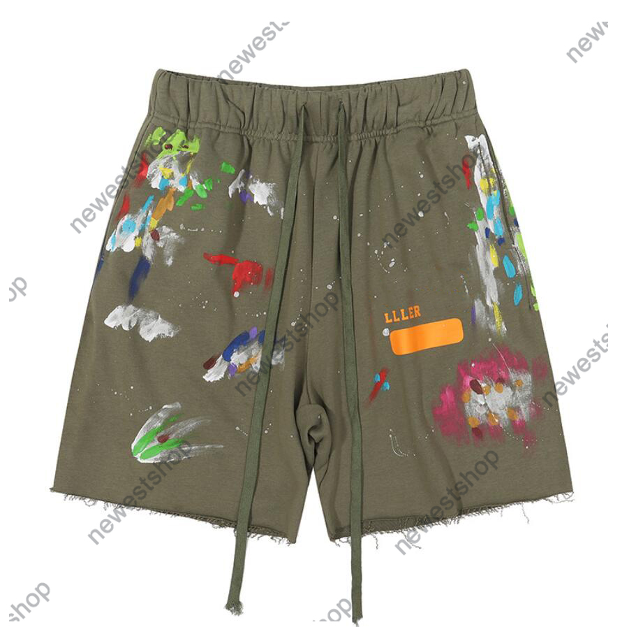 2022 Summer Europe Paris Manuel Encre Splashing Imprimerie lavée Vintage Shorts Femmes Hommes Skateboard de haute qualité Coton Running Pantal