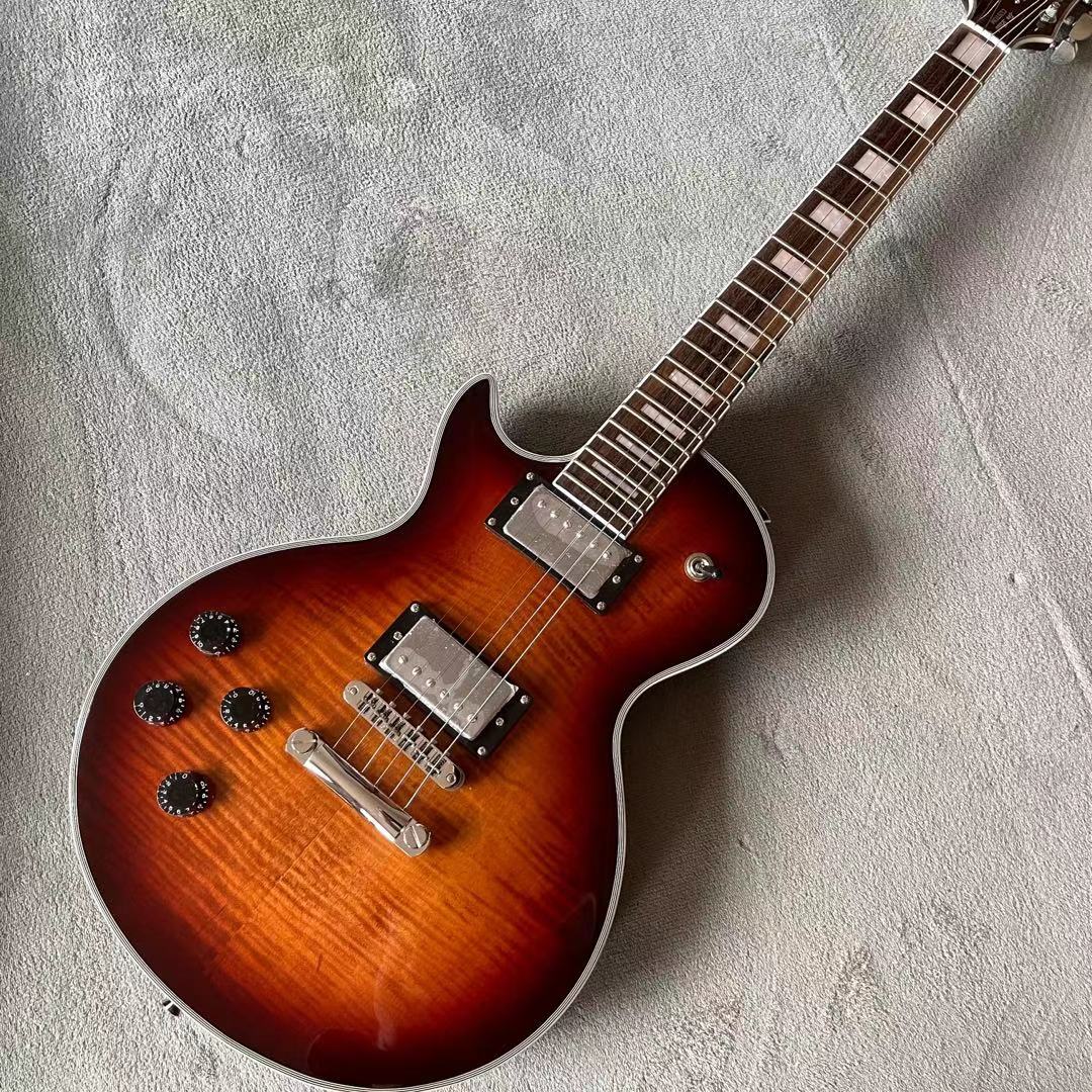 Left hand Custom Electric Guitar Sunburst tiger flame top Tune-o-Matic bridge Mahogany body High quality 6 stings guitarra
