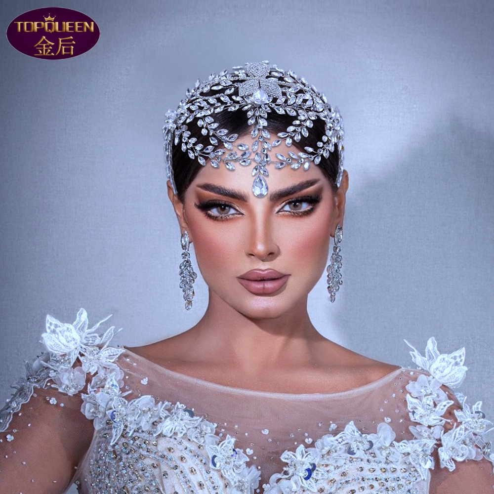 Luxury Diamond Forehead Tiara Baroque Crystal Bridal Headwear Crown Rhinestone with Wedding Jewelry Hair Accessories Diamond Bridal Crowns Headpieces HP457