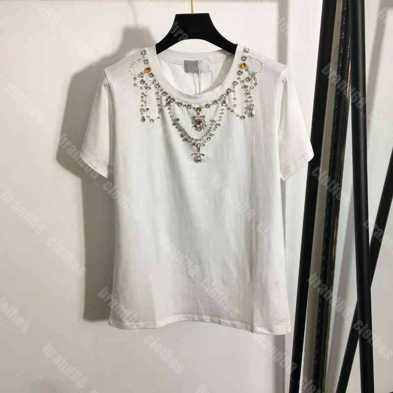 

22ss Summer Designer Cotton T shirts women mens Fashion Diamonds Short Sleeves Tshirts Lady Tees Luxurys Casual Clothes Tops T-shirts Clothing Album