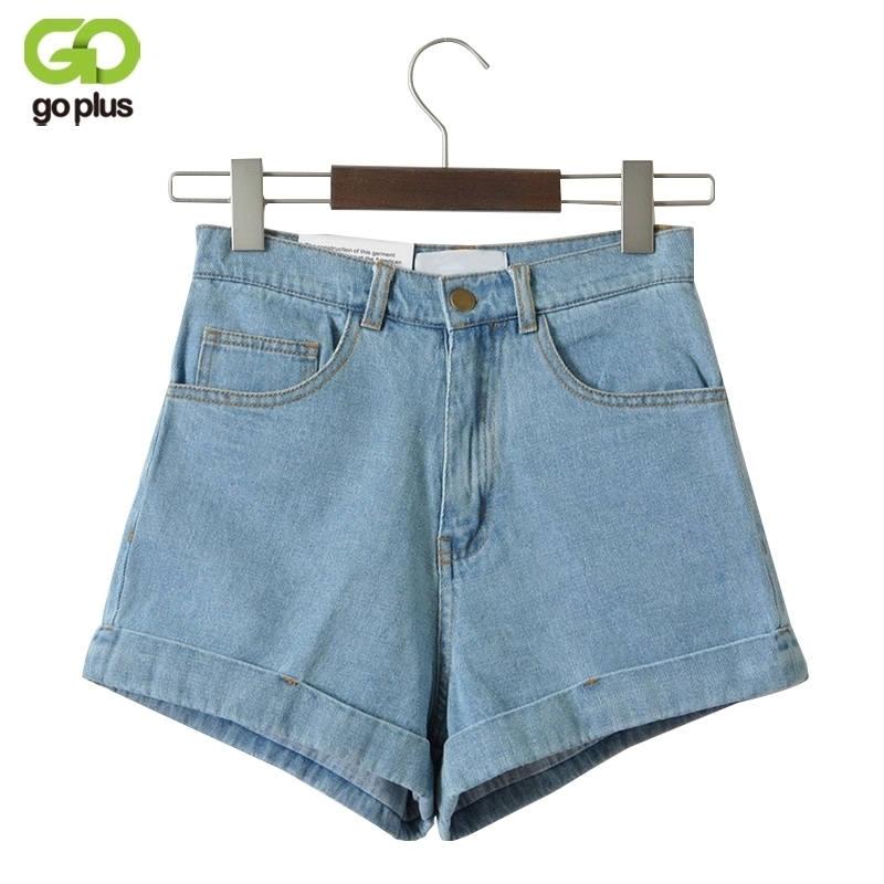 

GOPLUS High Waist Denim Shorts for Women Vintage Sexy Brand Shorts Jean Denim Shorts Feminino Slim Hip Plus Size C3627 Y200403, Light blue