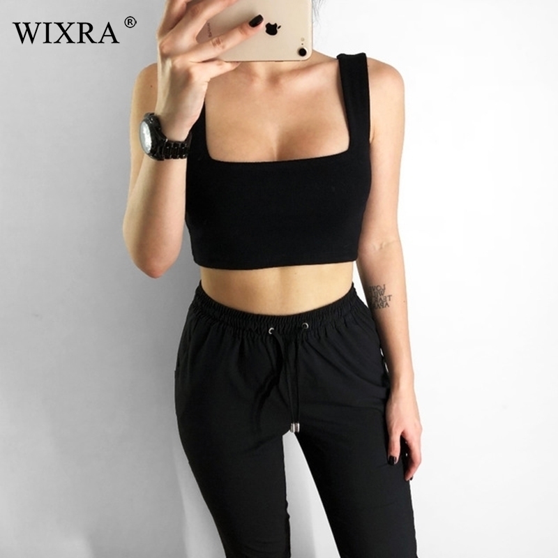 

Wixra Basic Tank Top Summer Women Solid Color Fashion Casual Cropped Vest Tops Sexy Crop Top Tanks Tops For Women Y200512, White