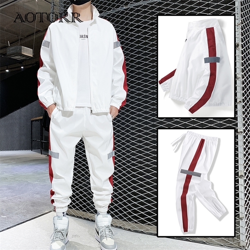 

Men Set Sportswear Spring Autumn Mens Tracksuit Patchwork Hip Hop SweatshirtPants Two Pieces Sets Casual Sweatsuit Male Outwear 220815, Zya19-3 grey