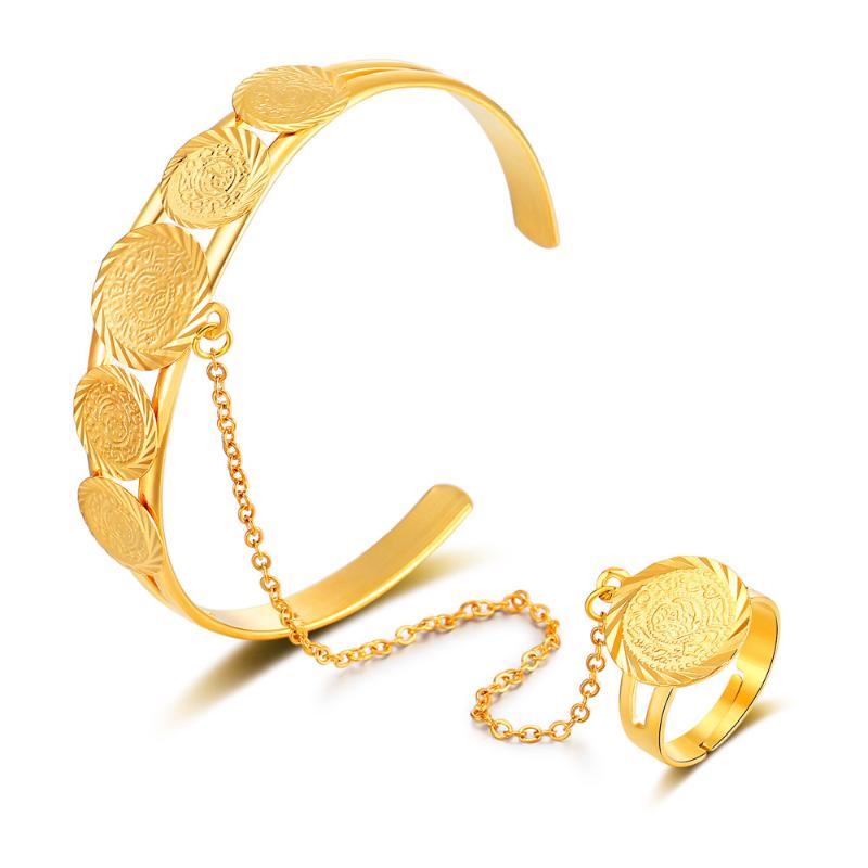 

Link Chain Luxury Gold Jewelry Coin Bangles&Bracelets Islam Muslim Women's Party Event Accessories Arab Middle Eastern African Gifts