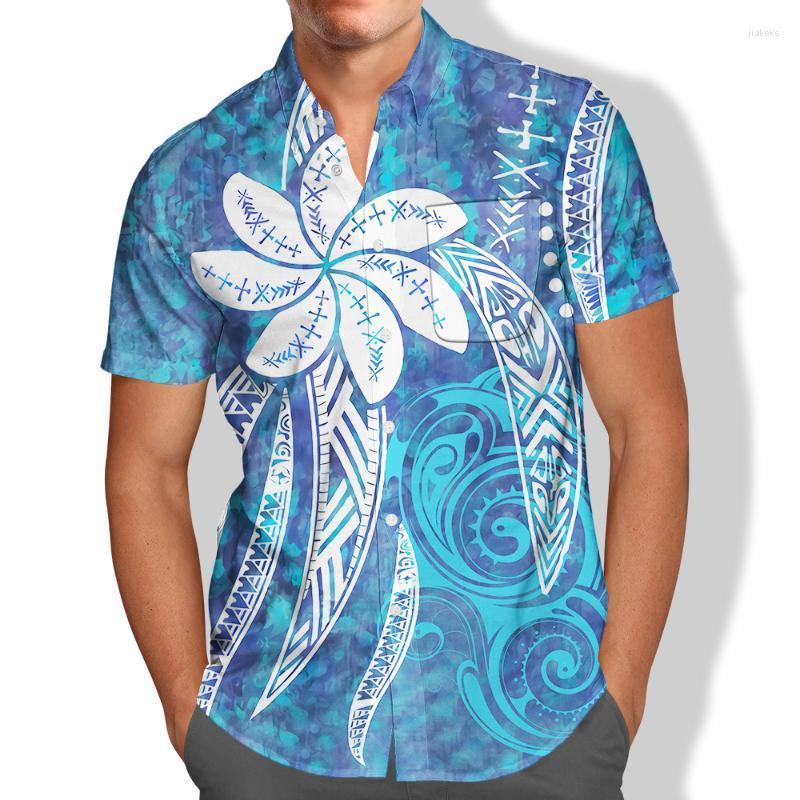 

Men's Dress Shirts Pocket Short Sleeve Shirt Men Blue 2022 Polynesian Wear Hawaiian Mens Polyester Tattoo Autumn Streetwear Clothing, Rr2106195