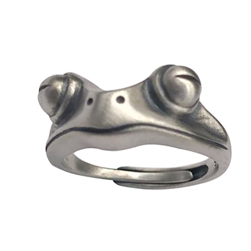 

Vintage Silver Frog Ring For Couples Cute Animal Open Rings For Women Men