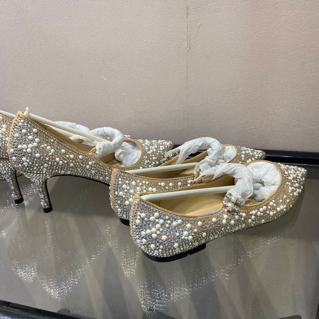 

Women Sandals wedding pumps glitter pump luxury designer high heels shoes baily Flat crystal pump bing With box EU35-41