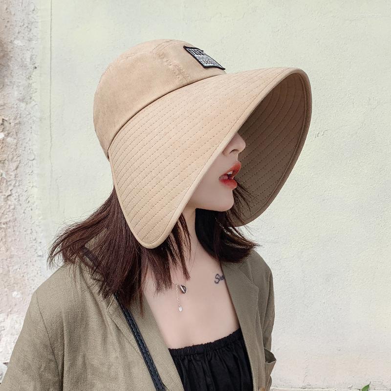 

Wide Brim Hats Spring Summer Visors Hat Fashion Foldable Sun Large Beach Sunscreen UV Protection Cap SunscreenWide, Black
