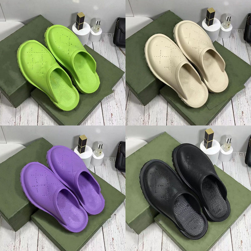 

Water proof rubber Flats Slipper Perforated Designer Sandals Luxury Platform Slide Hollow Pattern Slippers Transparent Materials Sandal, Color5