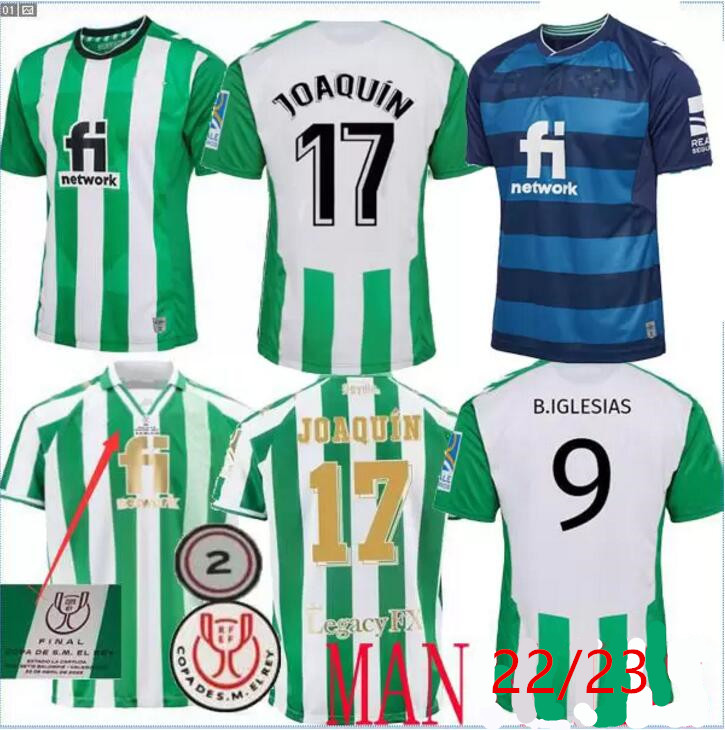 

22 23 real Betis copa DEL rey FINAL soccer Jerseys away JOAQUIN B.Iglesias camiseta de futbol Juanmi ESTADIO LA CARTUJA Fekir 2023 2022 special-edition foot kids home, Green