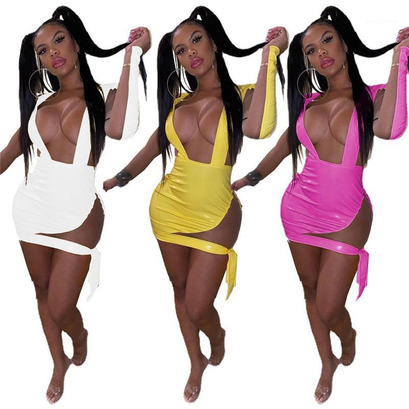 

Casual Dresses Women Full Sleeve Sexy Mini Dress Summer Solid Sheath Club Party Bodycon, White