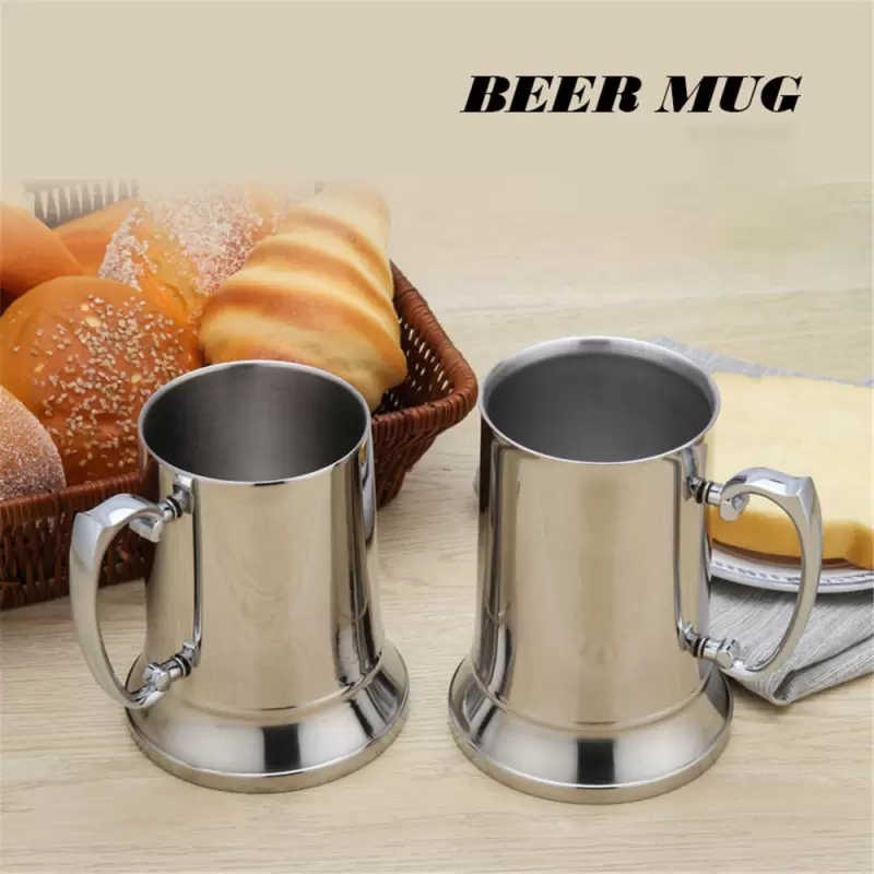 

16oz Double Wall Stainless Steel Tankard Double Wall Beer Mug Cocktail Breakfast Tea Milk Mugs With Handgrip Coffee Cup Bar Tools Drinkware FY5306 0609, As pic