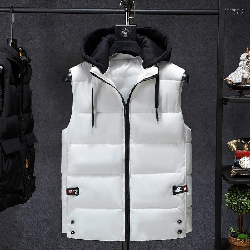 

Men's Vests Casual Autumn Winter Vest Jacket Hooded Detachable Warm Waistcoat Solid Plus Size 3Xl Sleeveless Men Down Phin22, Black
