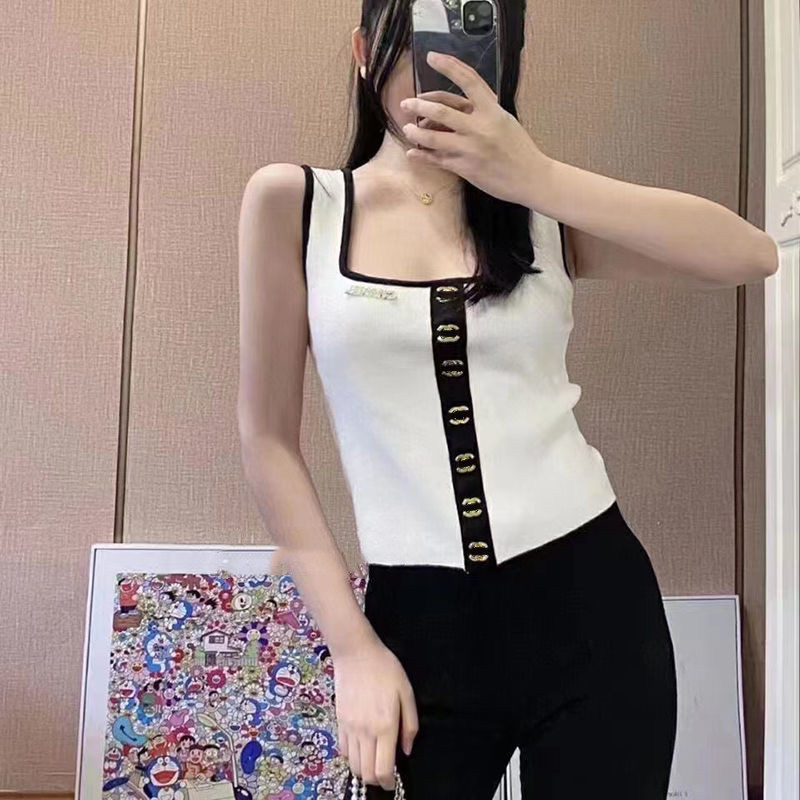 Women Tanks Girls Camis Womens Metal Inverted Ladies Vest Skirts Nightclub Tube Sexy Sports Underwear Metal Buttons Bottomed Slim And Short Size