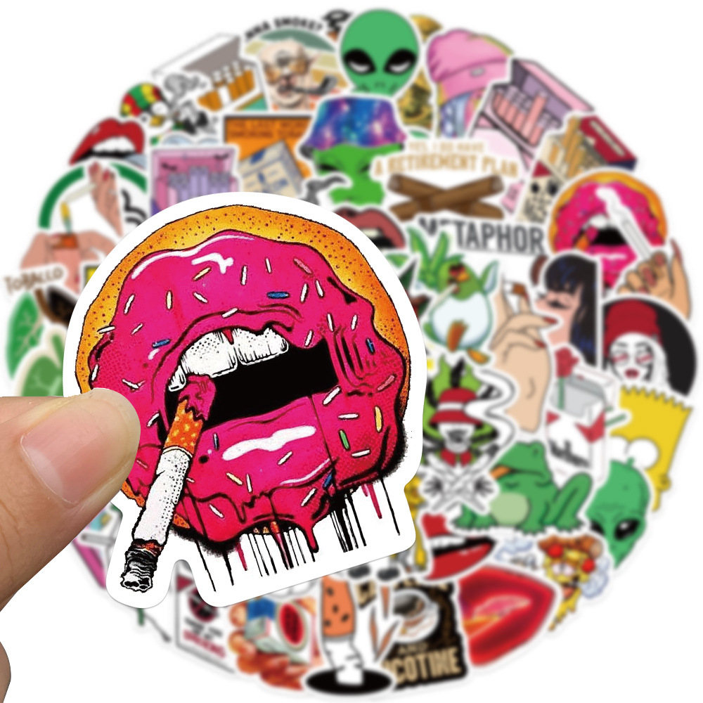

50PCS smoking cartoon cool Stickers For Car Laptop PVC Backpack Home Decal Bicycle DIY waterproof sticker