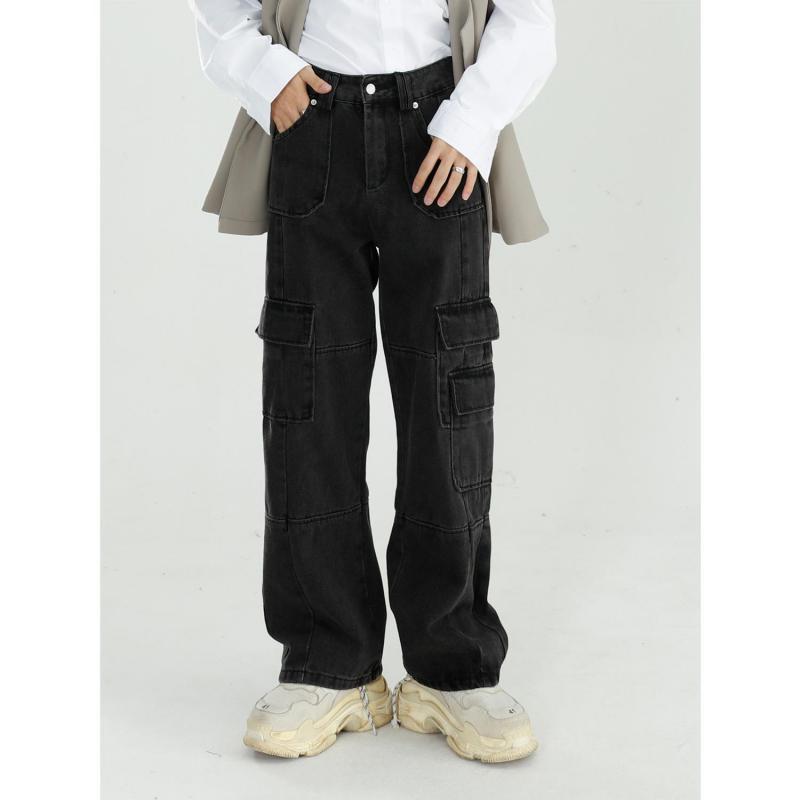 

Men' Jeans Poetry | Four Seasons Product Neutral Classic Retro Washed Old Loose Wide Leg Workwear Casual Comfortable Men, Black