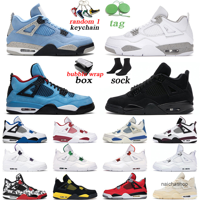 

with Box Original Basketball Shoes Jumpman 4 Black Cat Men Women 4s University Blue White Oreo Mens Trainer Sports Sneakers Air Og Shoe Jordans4 Jordan4, Purple metallic