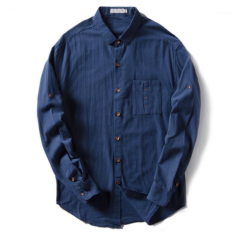 

Men's Casual Shirts Quality Breathable Cotton Linen Print Dress Shirt Button Down Slim Fit Soft Men Long Sleeve Camisa Masculina, White