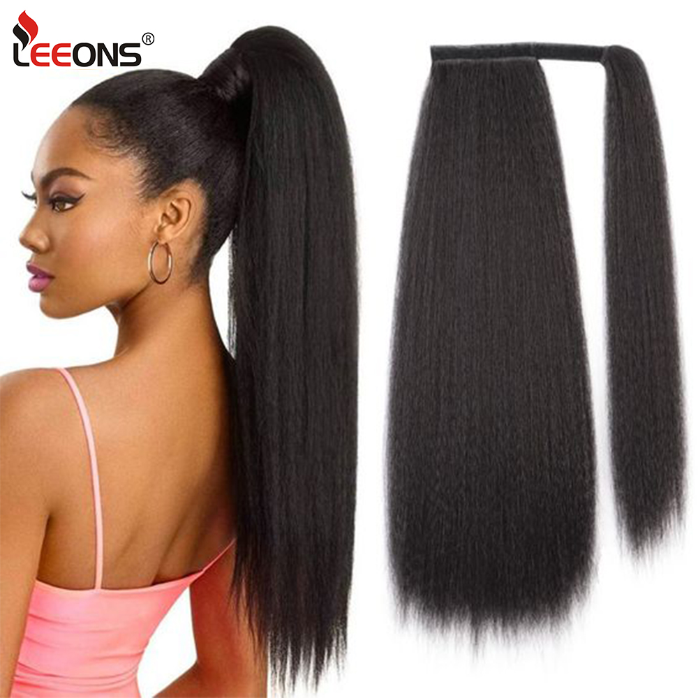 Accessories Long Kinky Straight Ponytail Synthetic Drawstring Ponytail Chip-In Hair Extension Organic Clip-In Wrap Around Ponytail Costume-image-762267601