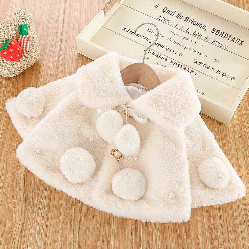 

Cute Pompon Girl Fur Coat Autumn Winter Warm Jacket For Children Outerwear Plush Christmas Princess Baby Jackets Toddler Clothing J220718, As shown in the picture