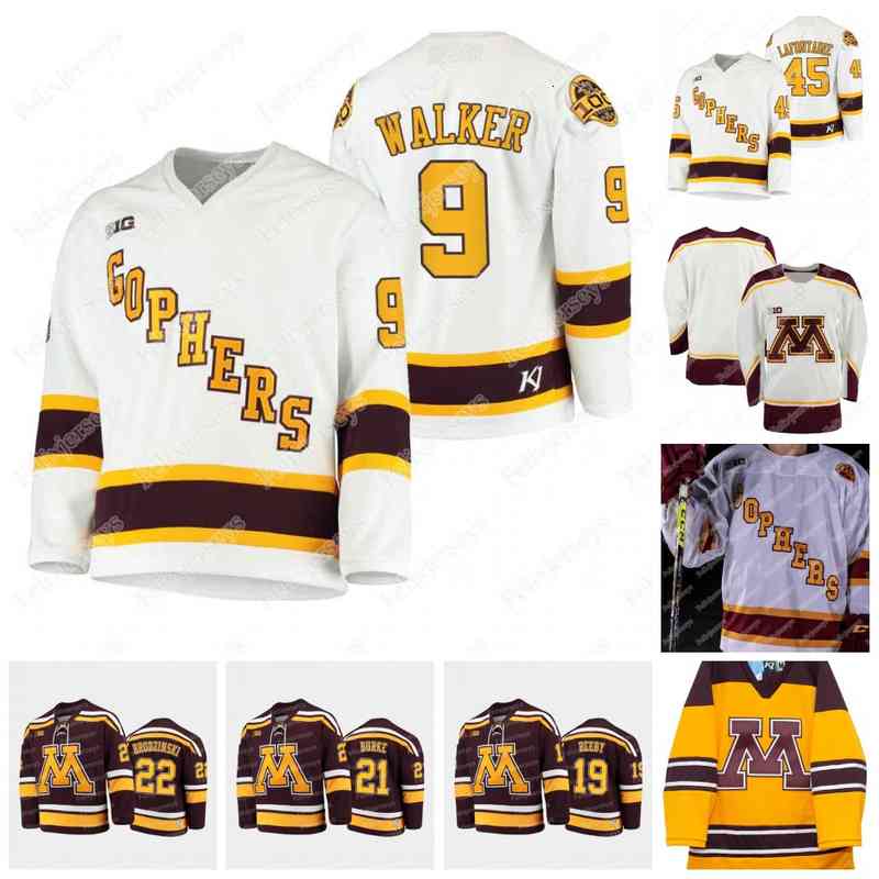 

2021 B1G Minnesota Golden Gophers Sammy Walker College NCAA Hockey Jersey Jack LaFontaine Bryce Brodzinski Mason Nevers Scott Reedy Nathan, White1 youth s-xl