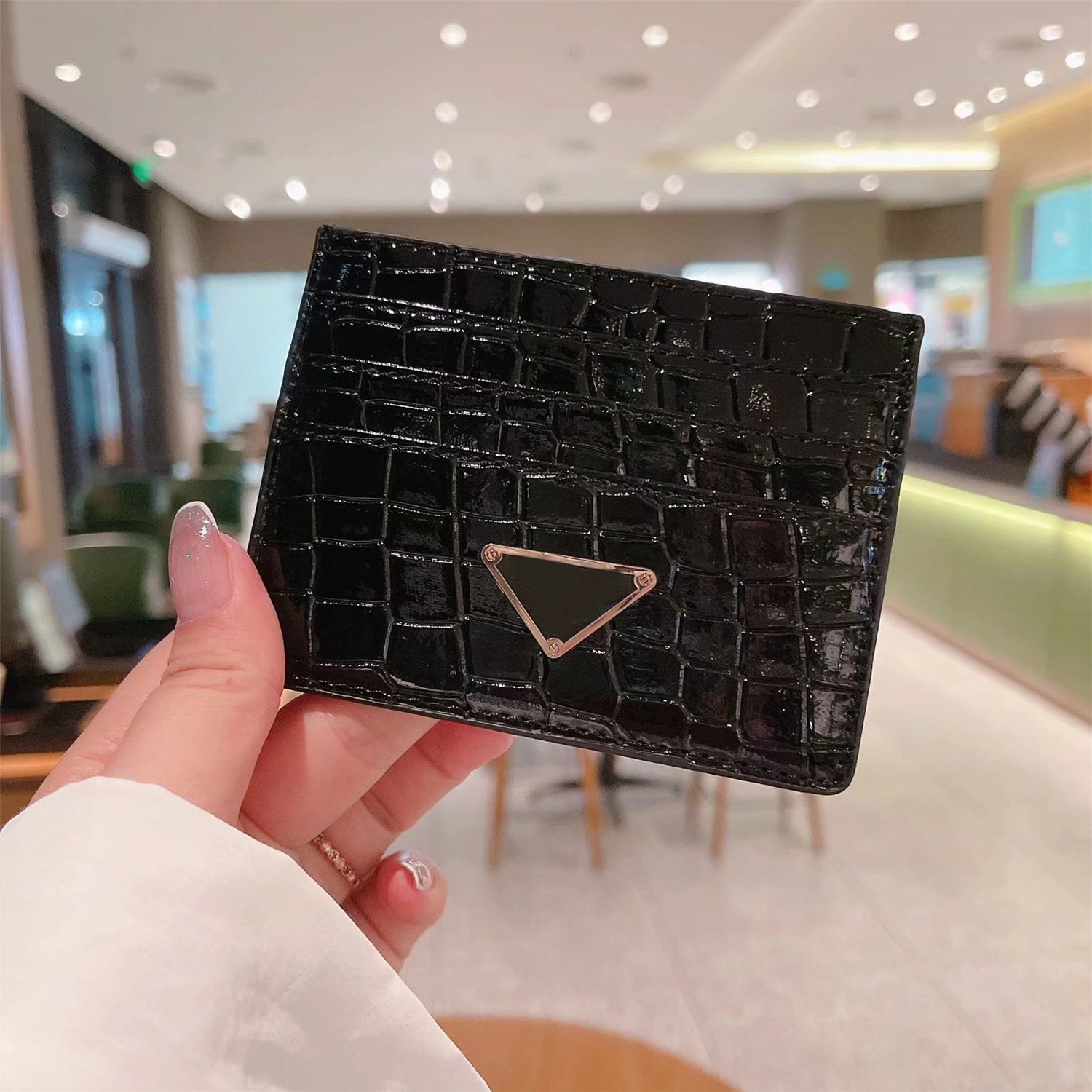 

Wholesale Fashion Credit Woman Card Holders Mini Wallet High Quality Genuine Leather Men Designer Pure Color Card Holder Double Sided With Box, 16