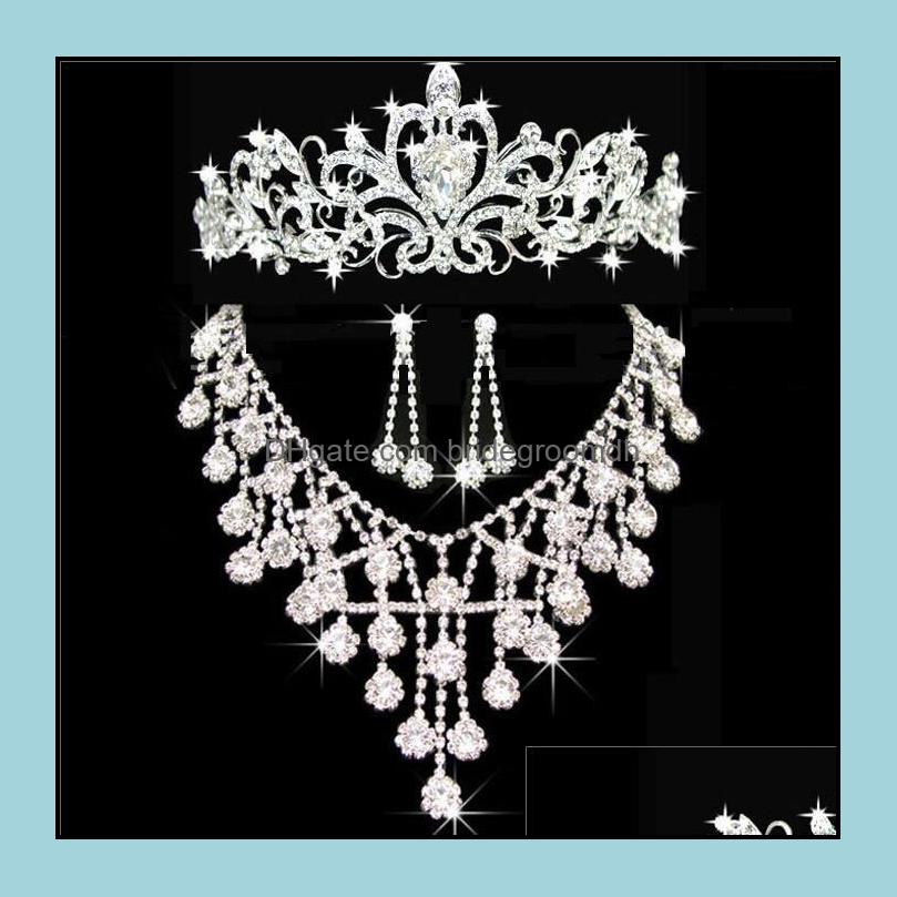 

Headpieces Wedding Accessories Party Events Tiaras Gold Crowns Hair Jewelry NeceklaceEarring Wholesa Dhyef