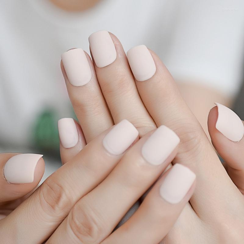 

False Nails Matte Short Acrylic Fake Natural Nude Color Make Up Tool Full Cover DIY Nail Art Manicure Product For Lady Z959 Prud22, Z831