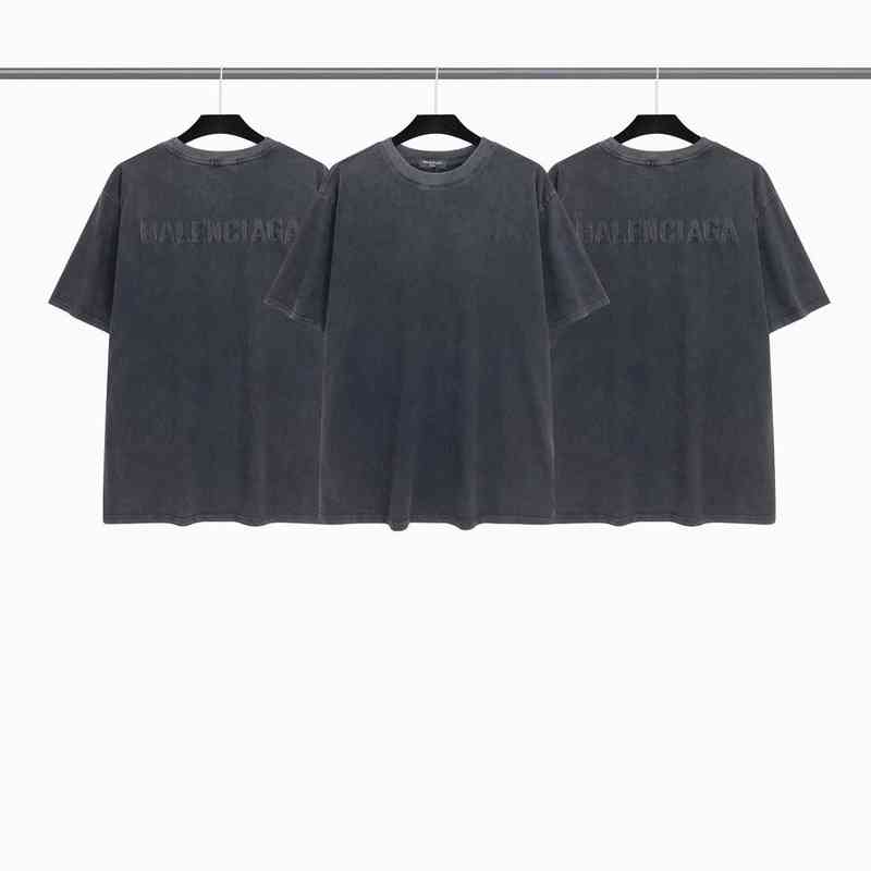 

balencaigass 2022 spring and summer new Paris dark embroidery short sleeve Unisex, Wash black