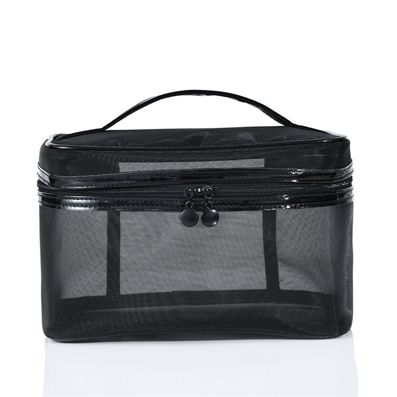 

1PCS Women Men Necessary Portable Cosmetic Bag Transparent Travel Organizer Fashion Large Black Toiletry Bags Makeup Pouch 220616, Semicircle