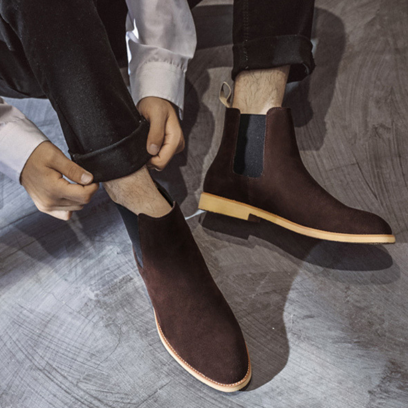

Lovers Men Women Chelsea Boots Faux Suede High Top Low Heel Solid Color Ankle Comfortable Fashion Classic Business Official Boots CP199, Clear