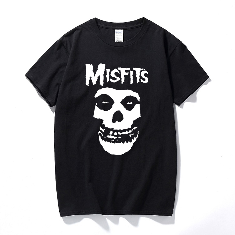 

men s hip hop punk skull misfits brand cotton short sleeve T shirt marve 220615, Black